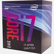 CPU Intel Core i7 8700 3.2Ghz Turbo Up to 4.6Ghz / 12MB / 6 Cores, 12 Threads / Socket 1151 v2 (Coffee Lake ) CH check seri