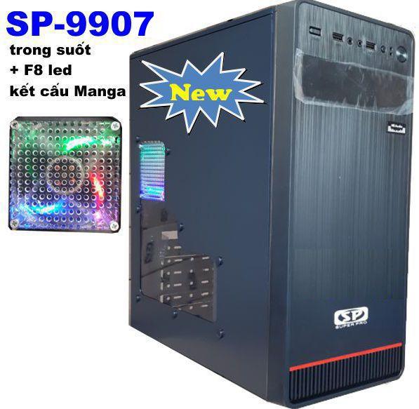 Vỏ máy tính SP MAGA 9907 trong suốt + Fan led 8cm