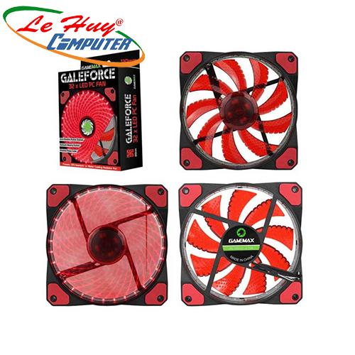 Fan Case LED GMX-GF12R (12CM RED 32xLED /PVC with Black shield 3pin+4Pin Connector /rubber gasket/9 blade+Retail box)
