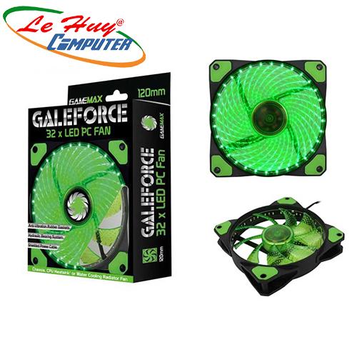 Fan Case LED GMX-GF12G (12CM  Green 32xLED /PVC with Black shield 3pin+4Pin Connector /rubber gasket/9 blade+Retail box)