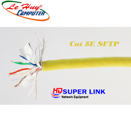 Cable SuperLink CAT 5E SFTP CCA 305m Chống Nhiễu 2 Lớp (Vàng)