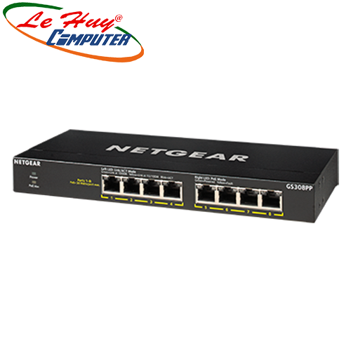 Thiết bị chuyển mạch Switch NETGEAR GS308PP 8-Port Gigabit Ethernet Unmanaged High-Power FlexPoE PoE+ Switch