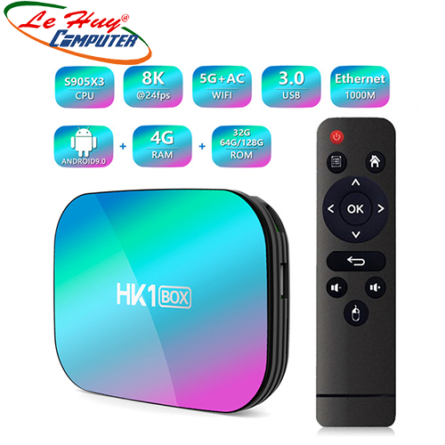 TIVIBOX HK1 Box Amlogic S905X3 Android 9.0 Smart 8K TV Box - Blue Gray US Plug (4Gb+32Gb)