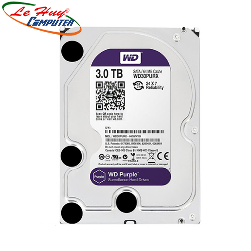 Ổ Cứng HDD Western Purple AV 3TB TÍM (WD30PURZ) 3.5