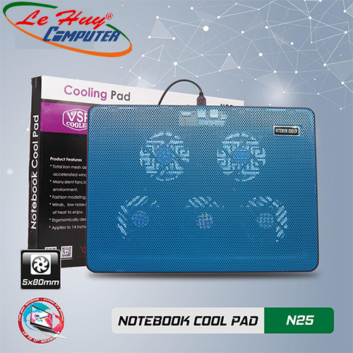 Đế tản nhiệt Laptop VSP Cooler N25 (5*Fan 8cm)