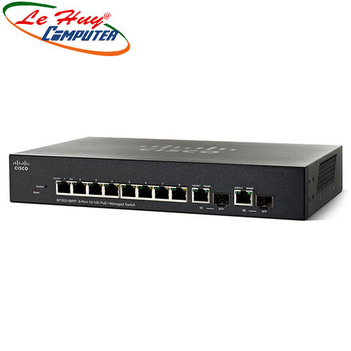 Thiết bị chuyển mạch Switch CISCO SF352-08P-K9 8-port PoE+ (support 60W PoE Port) 10/100Mbps with 62W power budget + 2-port Combo Mini-GBIT Managed