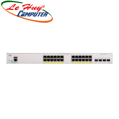 Thiết bị chuyển mạch Switch CISCO C1000-24P-4G-L 24x 10/100/1000 Ethernet PoE+ ports and 195W PoE budget, 4x 1G SFP uplinks