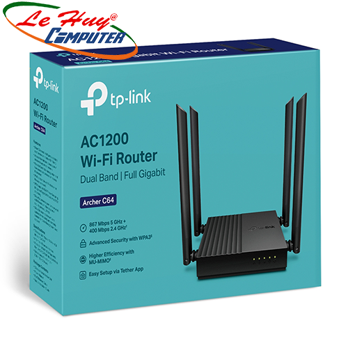 Thiết bị mạng - Router Wifi TP-Link Archer C64 Băng Tần Kép AC1200