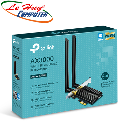 Card Mạng không dây PCIe WiFi 6 TP-Link Archer TX50E AX3000Mbps(có Bluetooth)