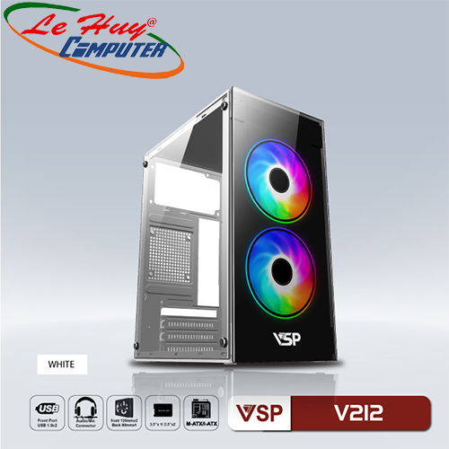 Vỏ máy tính VSP V212 Trắng (No Fan)