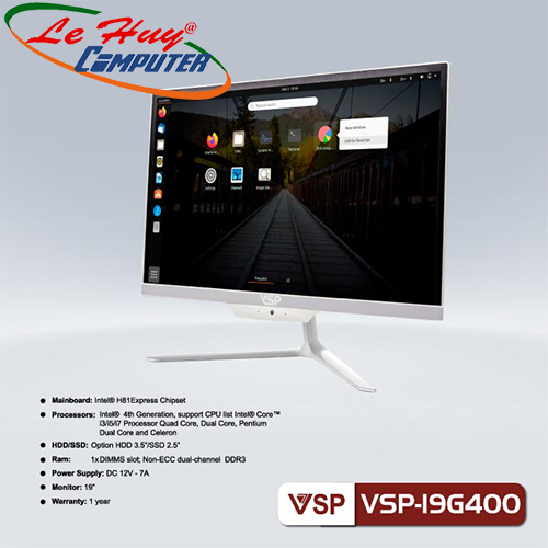 PC All in One VSP 19G400 (i3-4160/Ram 4GB/SSD 128GB/19inch) Tích Hợp Sẵn Webcam + WIFI