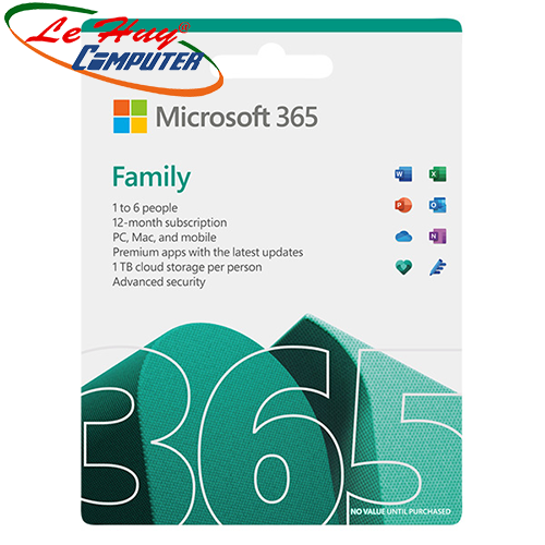 Phần mềm Microsoft 365 Family English APAC EM Subscr 1YR Medialess P8 (6GQ-01555)