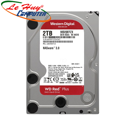 Ổ Cứng HDD Western Red Plus 2TB 3.5inch SATA III 64MB Cache 5400RPM WD20EFPX