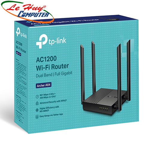 Thiết bị mạng - Router Wifi TP-Link Archer A64 chuẩn AC1200 2 băng tần