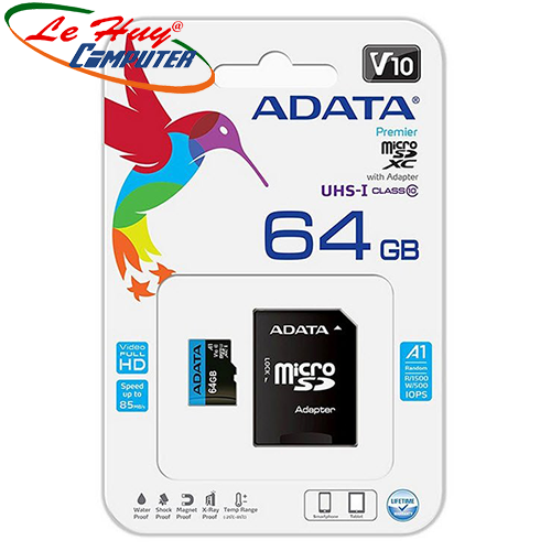 Thẻ nhớ Micro SD 64GB Adata Class 10 AUSDX64GUICL10A1-RA1