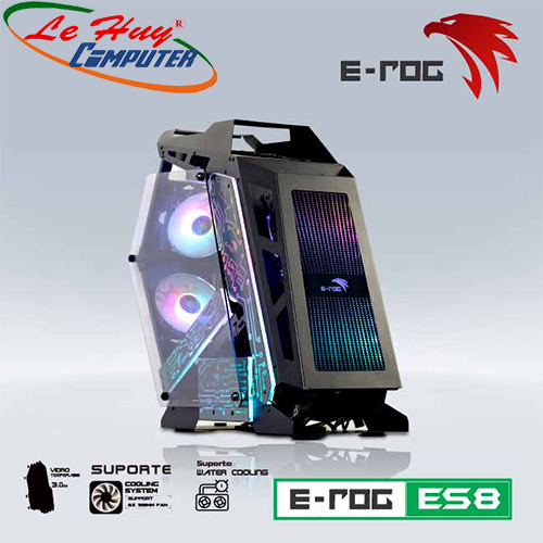 Vỏ máy tính VSP E-ROG ES8 Black Gaming Sẵn 6 Fan Led ARGB