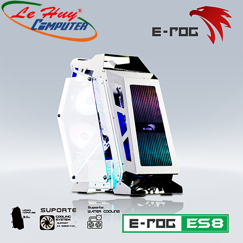 Vỏ máy tính VSP E-ROG ES8 White Gaming Sẵn 6 Fan Led ARGB