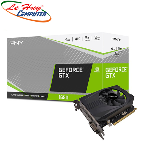 Card màn hình - VGA PNY GeForce GTX 1650 4GB GDDR6 Single Fan (VCG16504D6SFMPB)