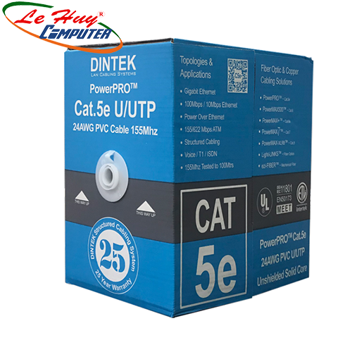 Cable Dintek CAT5E UTP, 4 pair, 24AWG, 305m/box