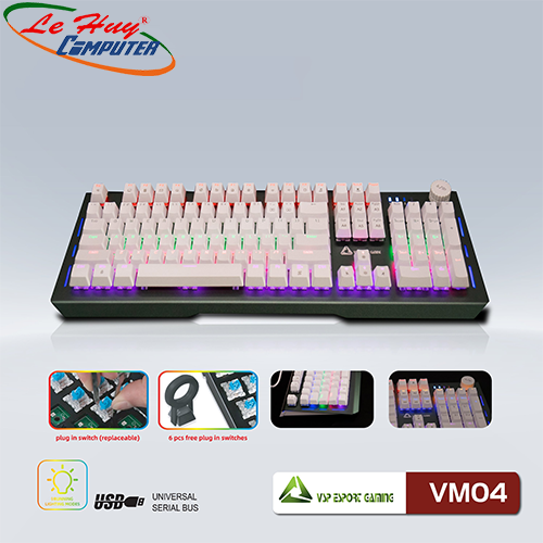 Bàn Phím Cơ VSP eSport Gaming VM04 (Trắng)