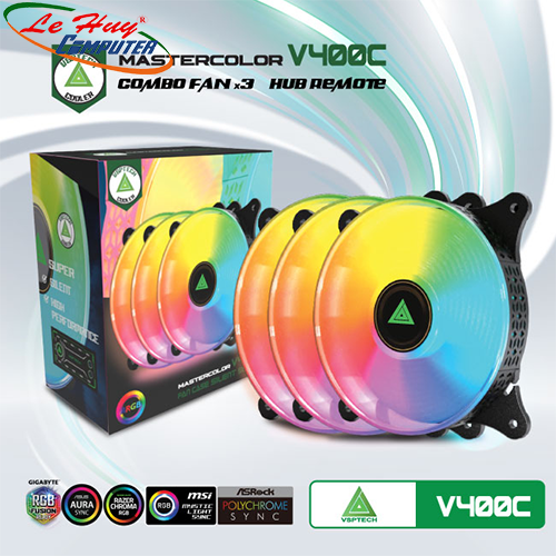 Bộ Kit 3 Fan V400C + HUB LED ARGB + REMOTE (Đen, Trắng, Hồng, Xanh)