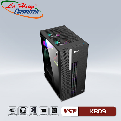 Vỏ máy tính VSP KB09 BLACK (No Fan)