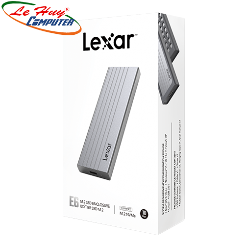 Box di động SSD Lexar E6 LPAE06N M.2 PCIe NVMe Gen3x4 / Gen4x4 Type-C (LPAE06N-RNBNG)
