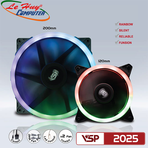 Fan Case VSP 2025 Led RGB (Gồm 1 fan 20cm và 1 fan 12cm)