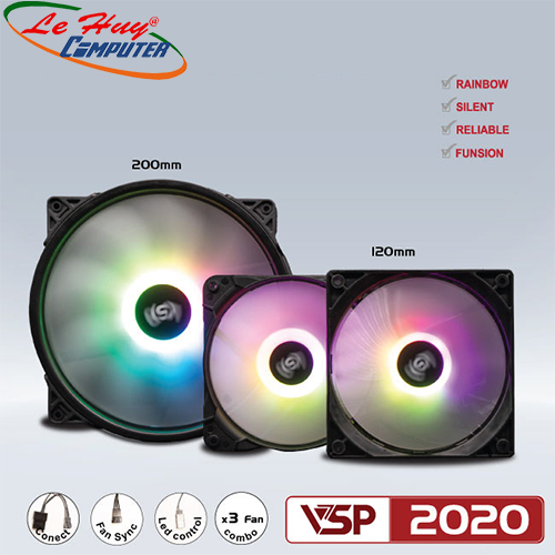 Fan Case VSP 2020 Led RGB (Gồm 1 fan 20cm và 2 fan 12cm)