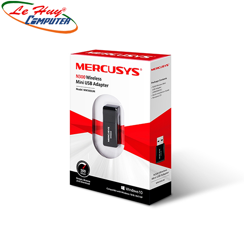Bộ thu sóng Wifi USB Mercusys MW300UM tốc độ 300Mbps