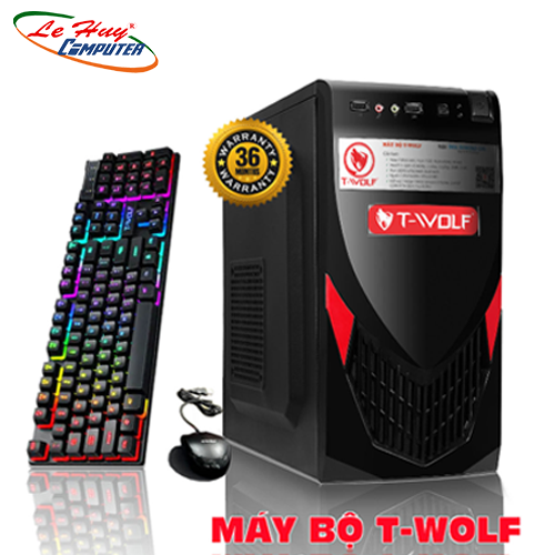 Máy bộ T-WOLF TW01A Main T-WOLF H61/CPU Intel Core i3-3240/Ram DDR3 KINGMAX 8GB/1600/SSD T-Wolf 256gb/Nguồn T-Wolf 600W+Tặng bộ phím chuột T-Wolf TF200