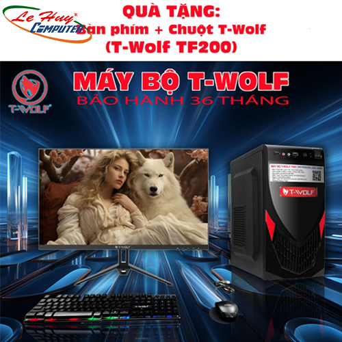 Máy bộ T-WOLF TW05/Main T-WOLF H110/CPU Intel G4400/Ram DDR4 KINGMAX 8GB/3200/SSD T-Wolf 256GB/Nguồn T-Wolf 600W/LCD T-Wolf TW-F22VFHD75+Tặng bộ phím chuột T-Wolf TF200