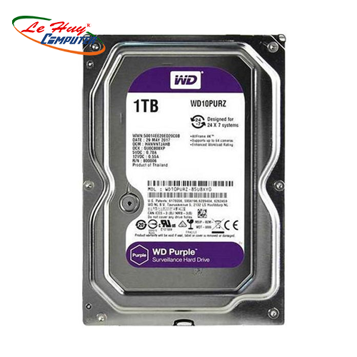 Ổ Cứng HDD Western Purple AV 1TB TÍM (WD10PURZ) 3.5