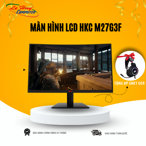 Màn Hình LCD HKC M27G3F 27inch Cong Full HD 144GHz Full Viền Treo Tường + Tặng kèm tai nghe GNET G09