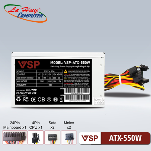 Nguồn máy tính VSP ATX 550W (Tray)