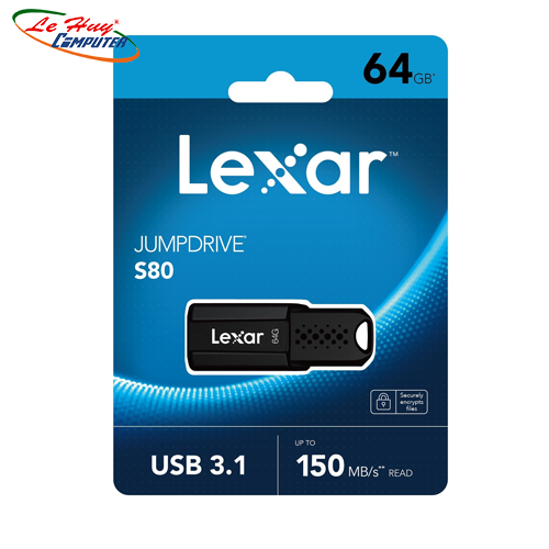 USB Lexar S80 JumpDrive 64GB USB 3.1 Flash Drive LJDS080064G-BNBNG