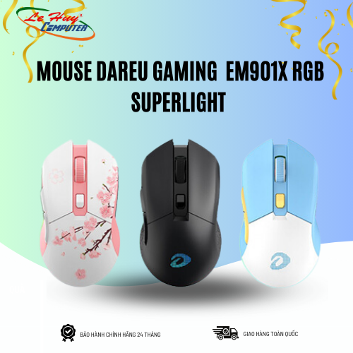 Chuột Không Dây Gaming Dareu EM901X RGB Superlight (Đen/Trắng Hồng/Trắng Xanh)