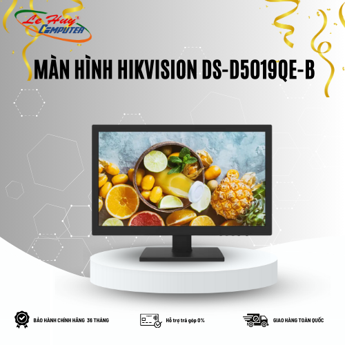 Màn hình LCD 18.5'' Hikvision DS-D5019QE-B Chính hãng (VA - VGA, HDMI, 1366x768, 60Hz)
