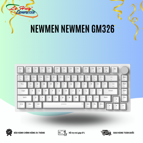 Bàn phím cơ Newmen GM326 White (Switch Brown/Blue)