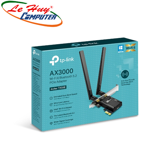 Card Mạng không dây PCIe Wi-Fi 6 Bluetooth 5.2 TP-Link Archer TX55E AX3000Mbps