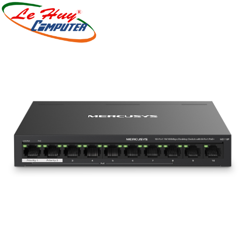 Thiết bị chuyển mạch Switch PoE+ Mercusys MS110P (10 port/ 10/100Mbps)