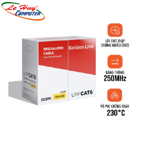 CÁP MẠNG GOLDEN LINK PLATINUM UTP CAT 6 MÀU VÀNG 305M (MADE IN TAIWAN)