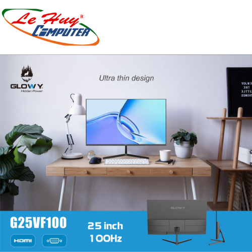 Màn hình LCD 25' GLOWAY G25VF100 Chính hãng (VA - VGA, HDMI, 1920x1080, 100Hz, 3 cạnh viền mỏng, Kèm cáp HDMI, Treo tường, Chuyên đồ họa)