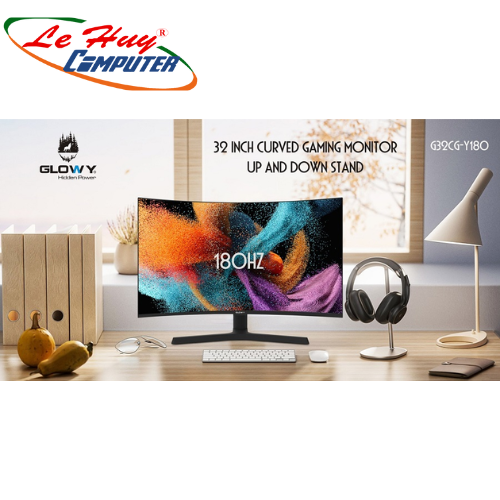 Màn hình LCD 32'' GLowy G32CG-Y180 32inch| IPS 180Hz, 3 cạnh viền mỏng, Kèm cáp DP, Treo tường, Chuyên game, Chân Y