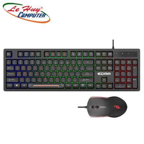 Combo Bàn Phím Chuột Gaming Giả Cơ E-DRA EK506 Led Rainbow Black