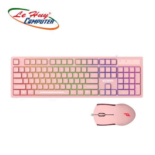 Combo Bàn Phím Chuột Gaming Giả Cơ E-DRA EK506 Led Rainbow Pink