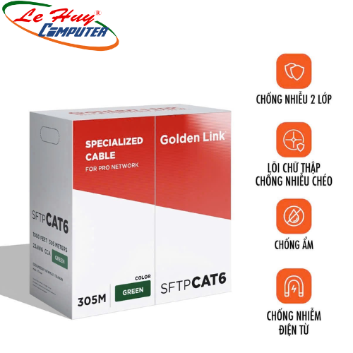 CABLE MẠNG GOLDEN LINK SFTP Cat6 305m(Xanh lá) MADE IN TAIWAN_CABLE GOLDEN CAT6 SFTP 305M (TAIWAN)