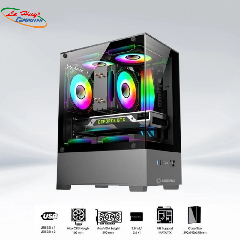 Vỏ Máy Tính Bể Cá Coolerplus CPC-EX32B (Đen) No Fan